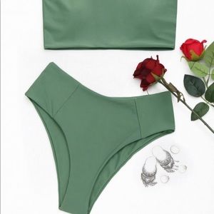 Green Bikini w High Waisted Bottoms